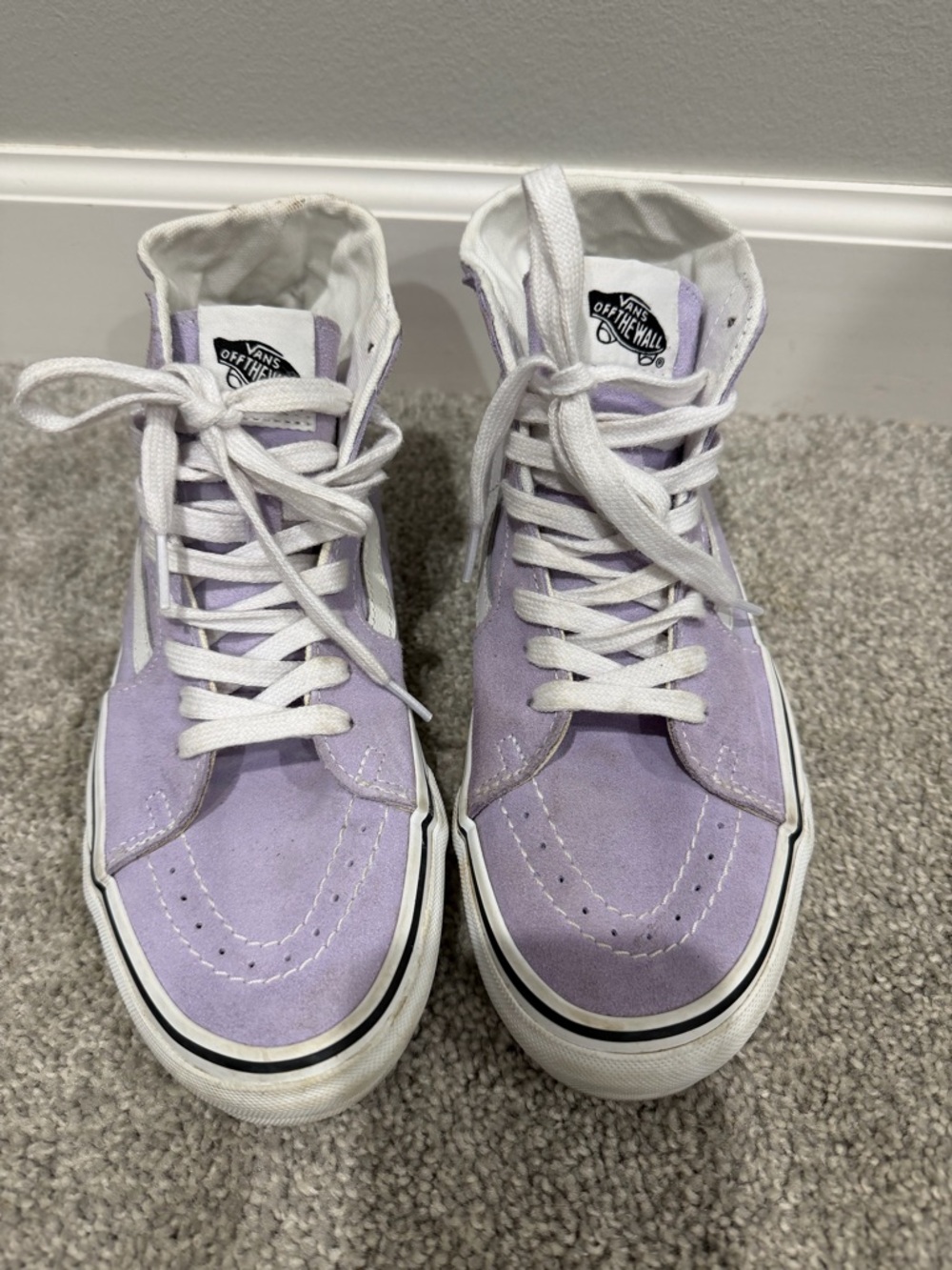Vans Lavender and White High-Top Sneakers